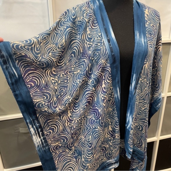 Soft Surroundings Blue Swirl Print Kimono Cardigan PS/PM - Picture 5 of 9
